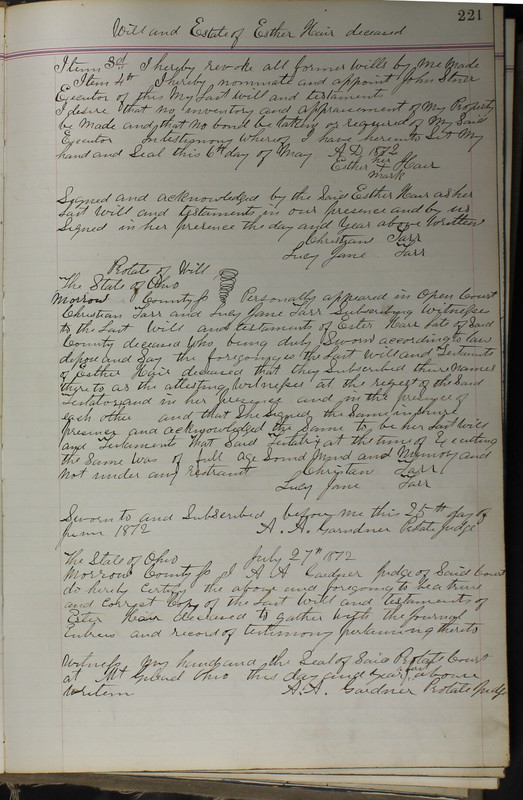 Delaware County Ohio Will Records Vol. 5 1869-1876 (p. 254)