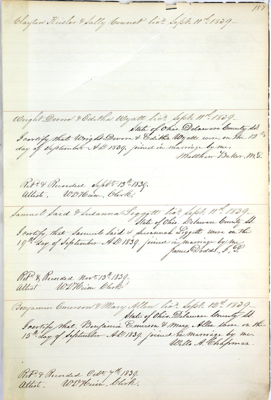 Marriage Records Vol.1 1835-1845 (p. 191)