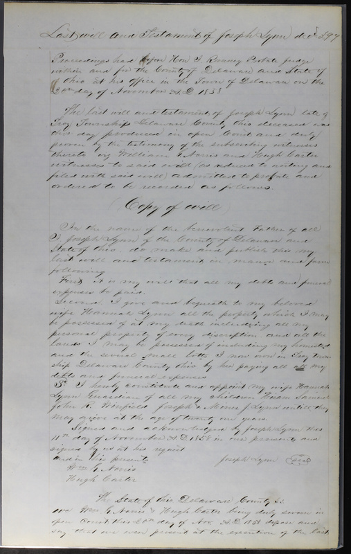 Delaware County Ohio Will Records Vol. 3 1850-1859 (p. 448)