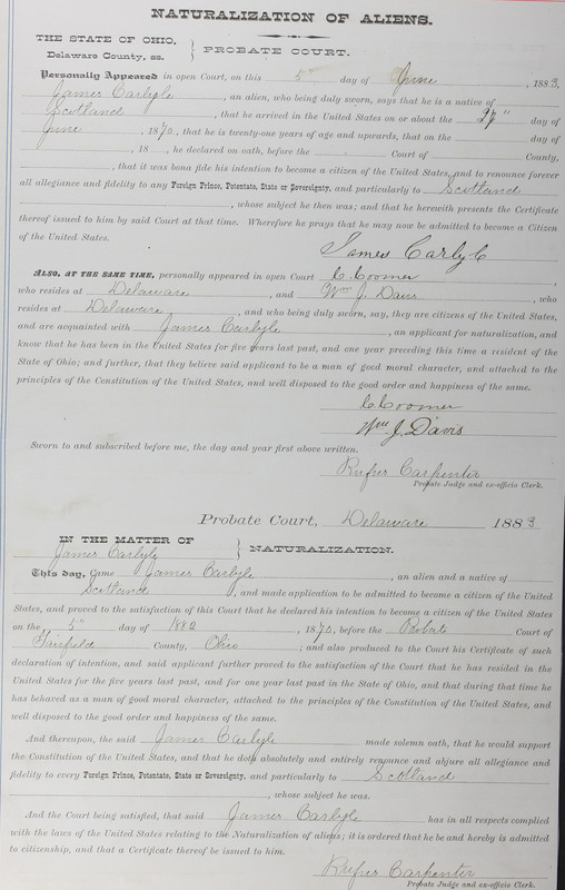 Naturalization Records Delaware County OH (p. 326)