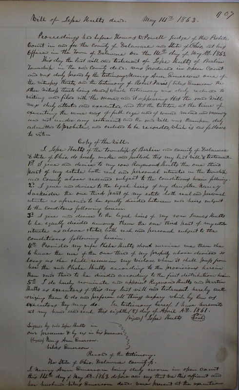 Delaware County Ohio Will Records Vol. 4 1859-1869 (p. 139)