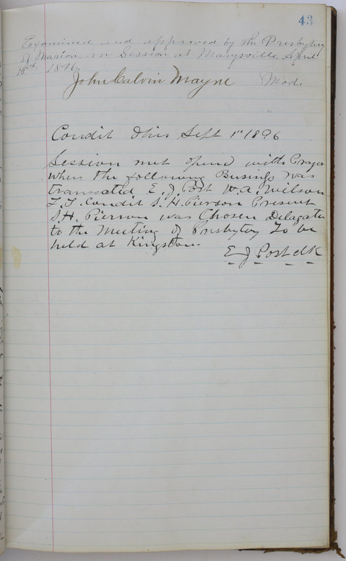 Sessional Records of the 1st Presbyterian Church of Trenton Delaware County Ohio 1873-1937 (p. 47)