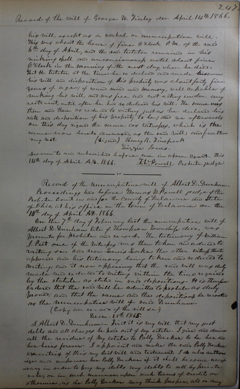 Delaware County Ohio Will Records Vol. 4 1859-1869 (p. 279)