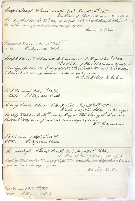 Marriage Records Vol.1 1835-1845 (p. 20)