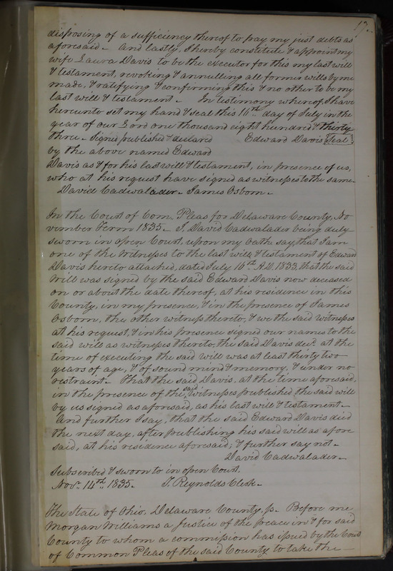 Delaware County Ohio Will Records Vol. 2 1835-1850 (p. 62)