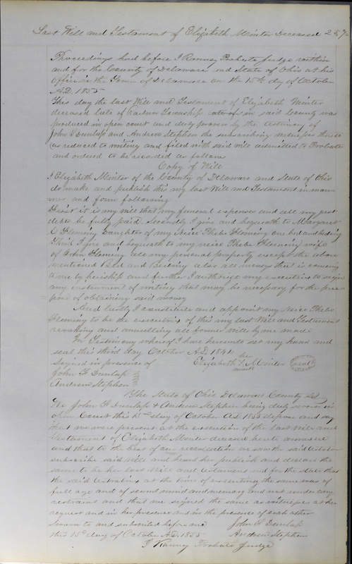 Delaware County Ohio Will Records Vol. 3 1850-1859 (p. 309)