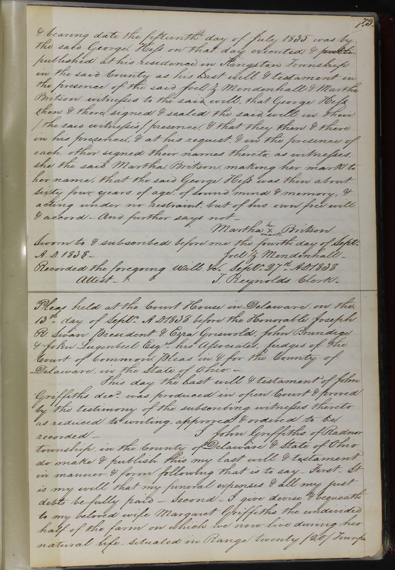 Delaware County Ohio Will Records Vol. 2 1835-1850 (p. 114)