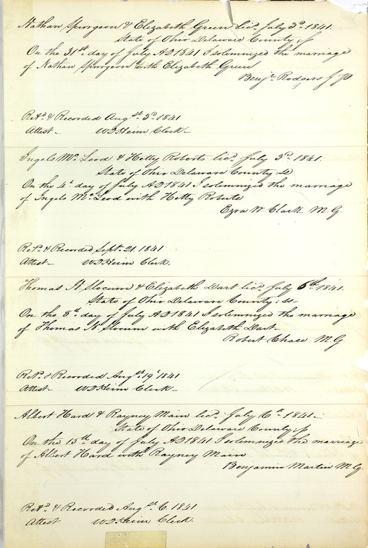 Marriage Records Vol.1 1835-1845 (p. 291)