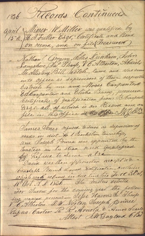 Record Book of Berkshire Township No. 2 1807-1843 (p. 63)