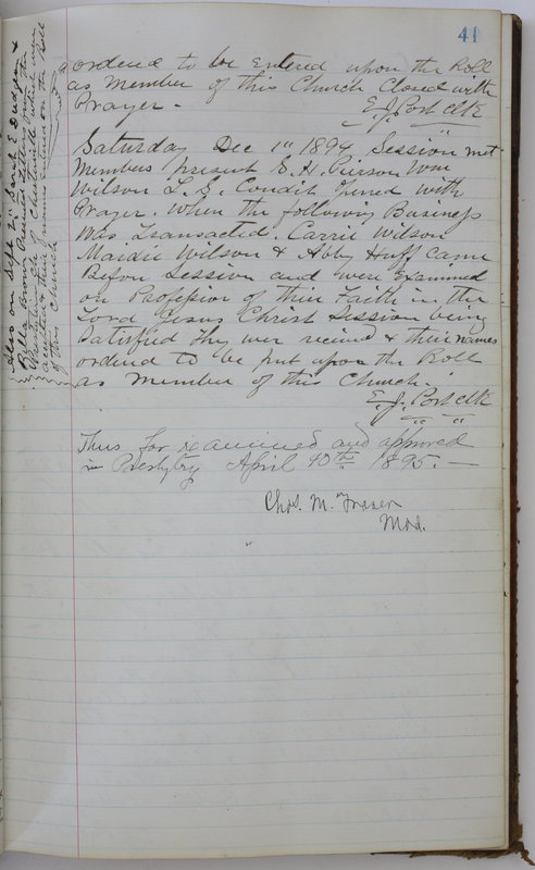 Sessional Records of the 1st Presbyterian Church of Trenton Delaware County Ohio 1873-1937 (p. 45)