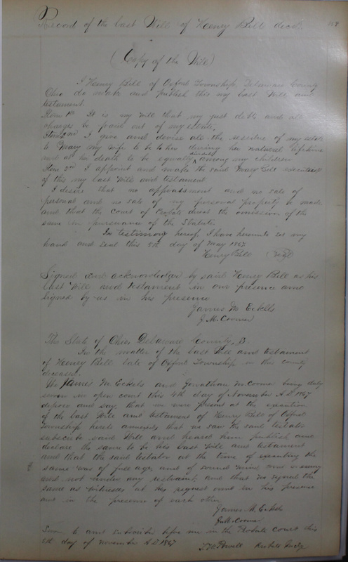 Delaware County Ohio Will Records Vol. 4 1859-1869 (p. 391)