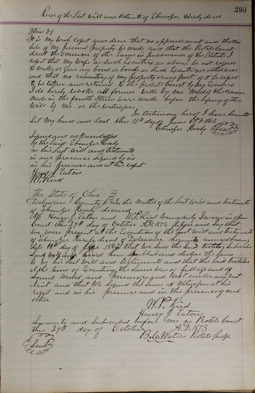 Delaware County Ohio Will Records Vol. 5 1869-1876 (p. 326)