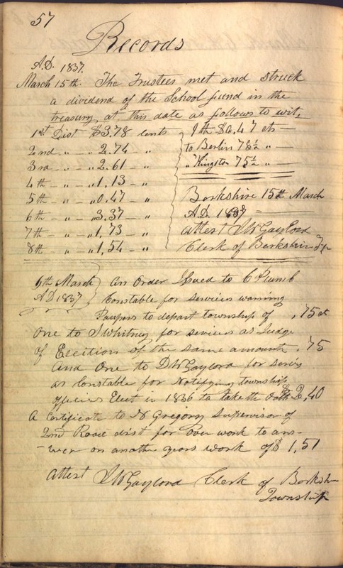 Record Book of Berkshire Township No. 2 1807-1843 (p. 70)