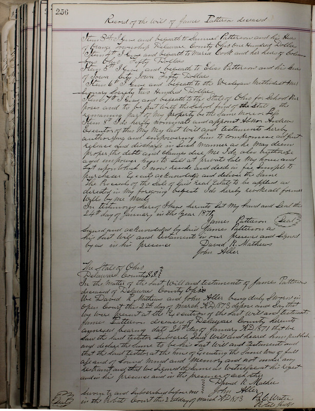 Delaware County Ohio Will Records Vol. 5 1869-1876 (p. 289)