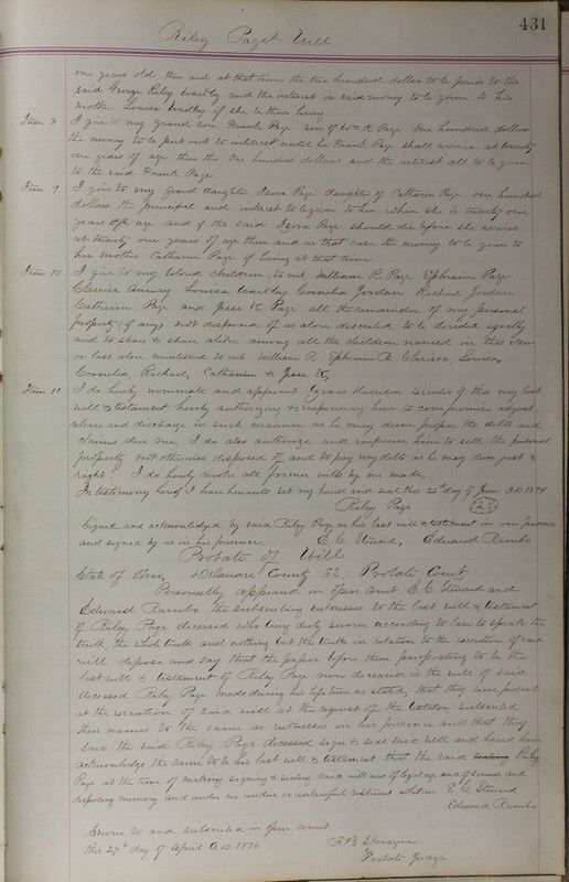 Delaware County Ohio Will Records Vol. 5 1869-1876 (p. 464)