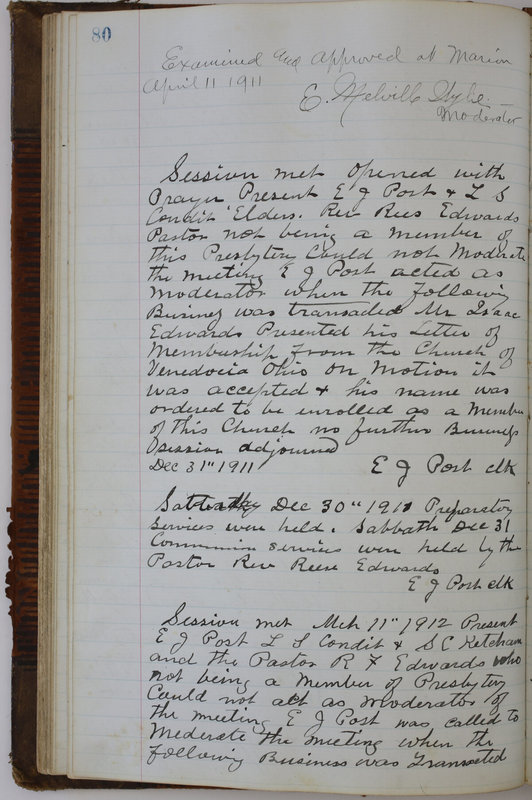 Sessional Records of the 1st Presbyterian Church of Trenton Delaware County Ohio 1873-1937 (p. 84)