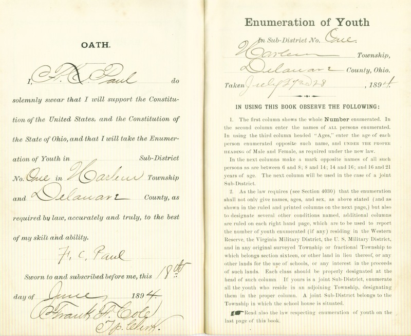 Harlem Township Enumeration of Youth Sub-District 1, July 27th, 1894 (p. 3)