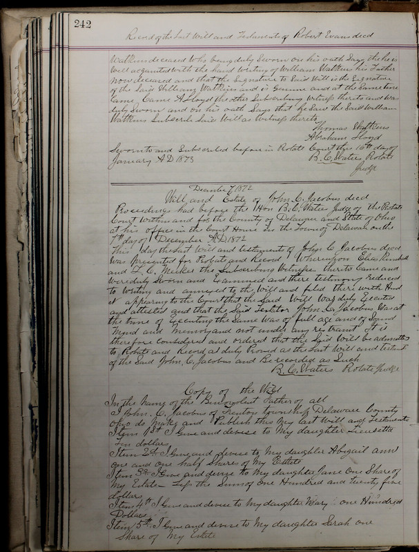 Delaware County Ohio Will Records Vol. 5 1869-1876 (p. 275)