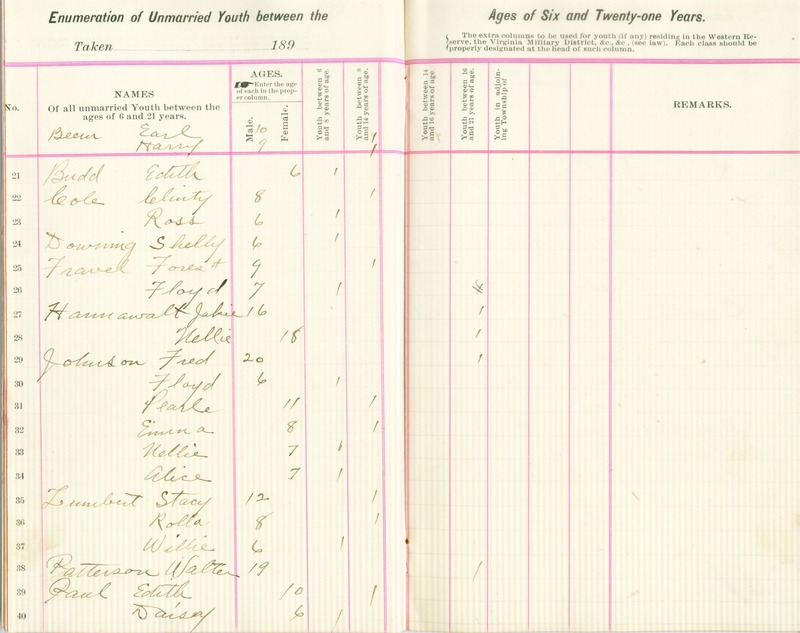 Harlem Township Enumeration of Youth Sub-District 1, July 25th, 1896 (p. 5)