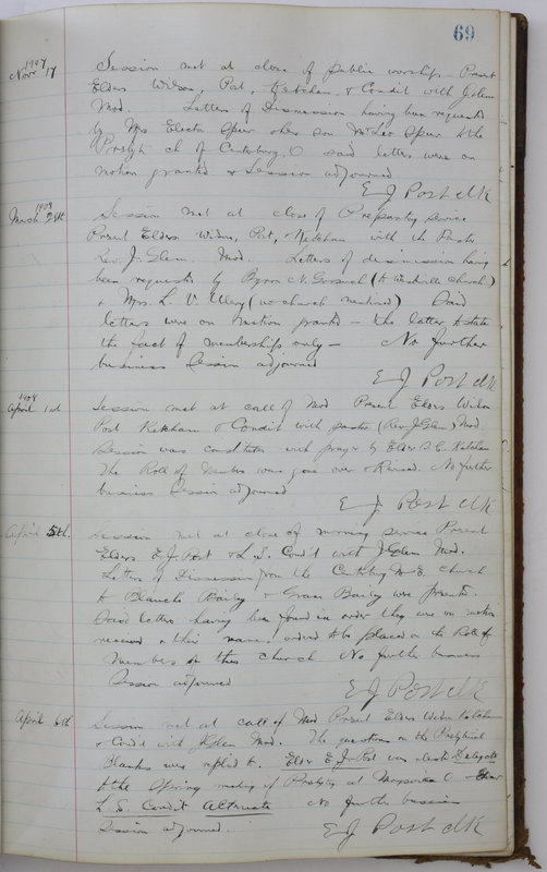 Sessional Records of the 1st Presbyterian Church of Trenton Delaware County Ohio 1873-1937 (p. 73)