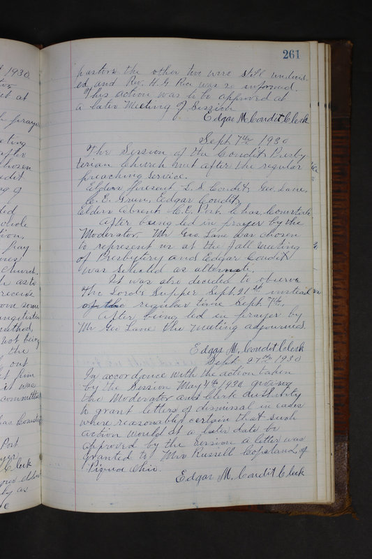 Sessional Records of the 1st Presbyterian Church of Trenton Delaware County Ohio 1873-1937 (p. 249)