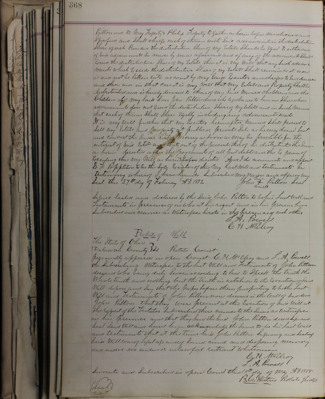 Delaware County Ohio Will Records Vol. 5 1869-1876 (p. 401)