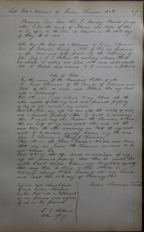 Delaware County Ohio Will Records Vol. 4 1859-1869 (p. 117)