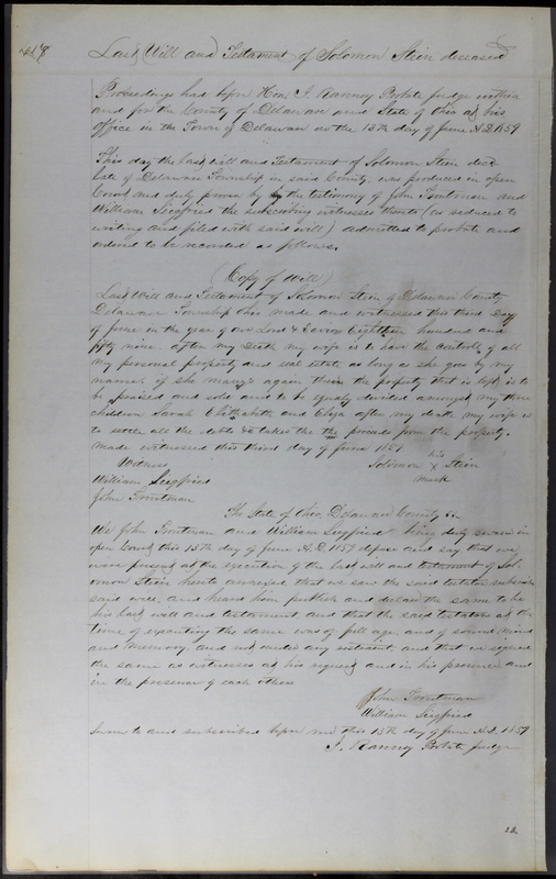 Delaware County Ohio Will Records Vol. 3 1850-1859 (p. 469)