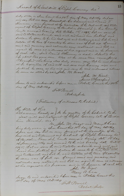 Delaware County Ohio Will Records Vol. 5 1869-1876 (p. 46)