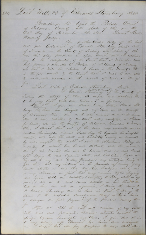 Delaware County Ohio Will Records Vol. 3 1850-1859 (p. 276)