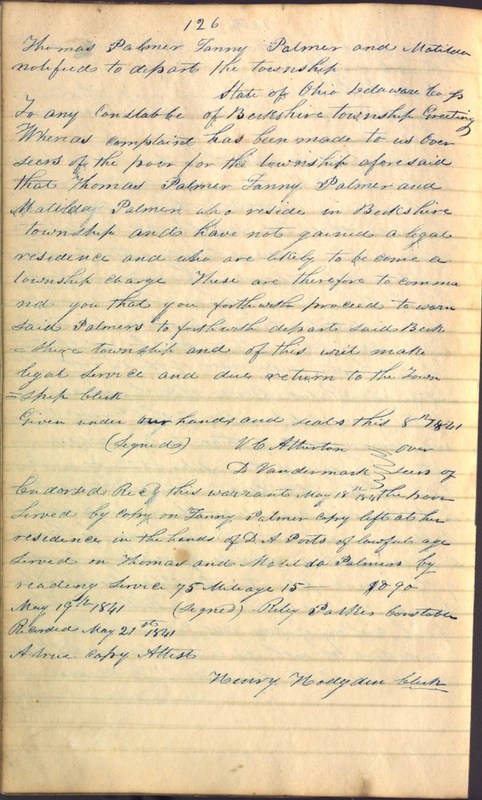 Record Book of Berkshire Township No. 2 1807-1843 (p. 140)