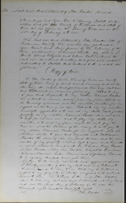 Delaware County Ohio Will Records Vol. 3 1850-1859 (p. 431)