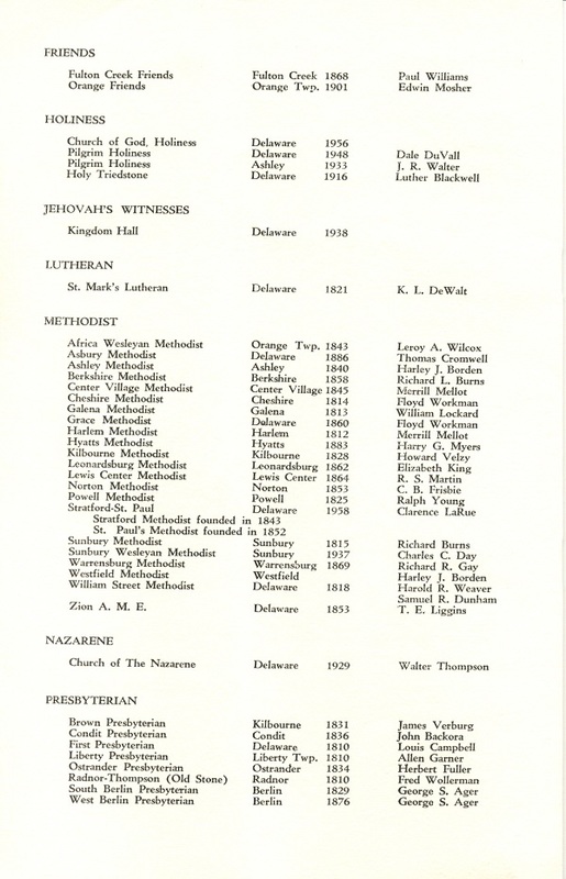 Religious Heritage Program of the Sesquicentennial Celebration of the County of Delaware, Ohio (p. 6)