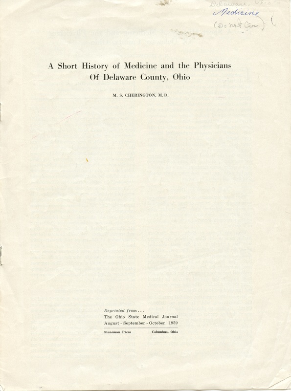 A Short History of Medicine and the Physicians Of Delaware County, Ohio (p. 1)