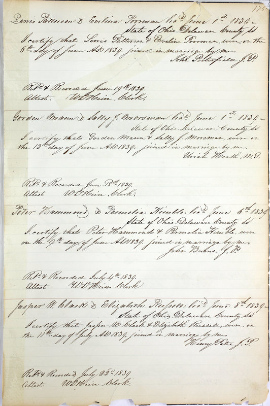 Marriage Records Vol.1 1835-1845 (p. 179)