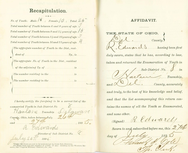 Harlem Township Enumeration of Youth Sub-District 8, July 26, 1895 (p. 6)