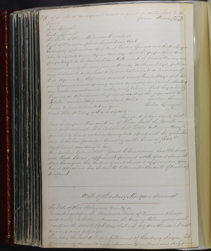 Delaware County Ohio Will Records Vol. 2 1835-1850 (p. 419)