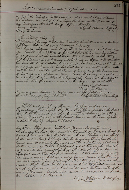 Delaware County Ohio Will Records Vol. 5 1869-1876 (p. 312)