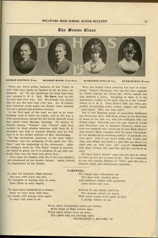 Delaware High School Bulletin 1915 (p. 43)