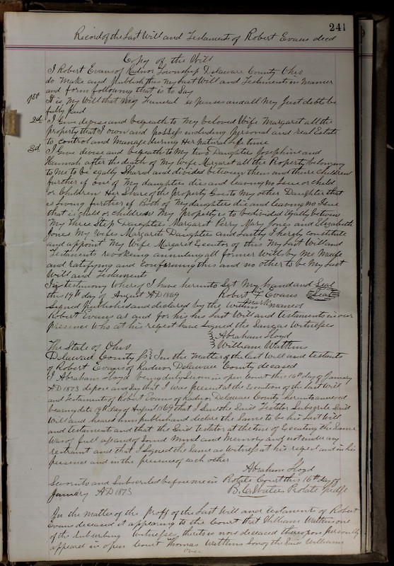 Delaware County Ohio Will Records Vol. 5 1869-1876 (p. 274)