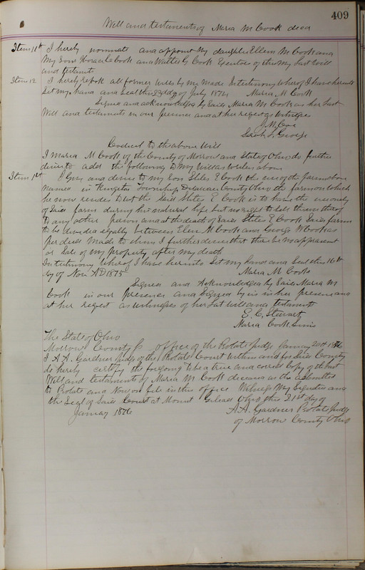 Delaware County Ohio Will Records Vol. 5 1869-1876 (p. 442)