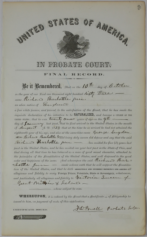 Naturalization Records Delaware County OH (p. 825)