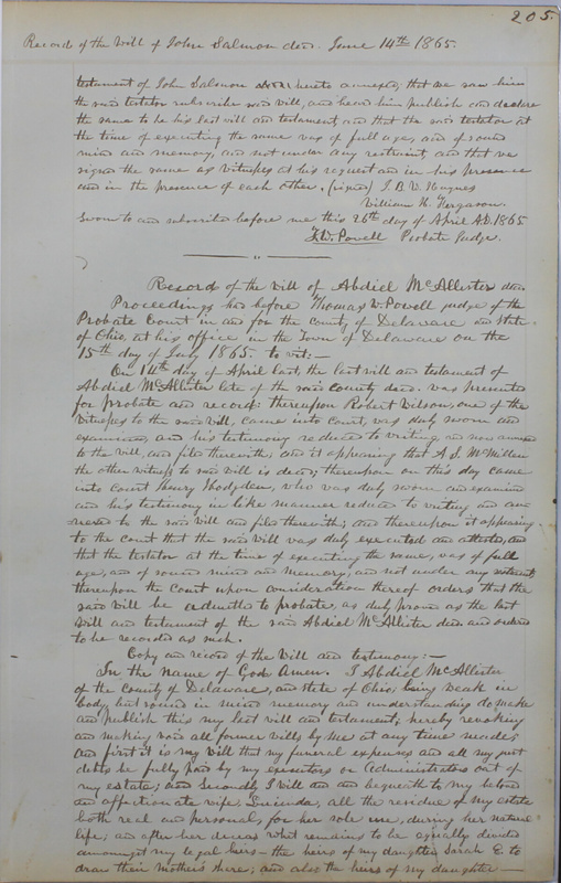 Delaware County Ohio Will Records Vol. 4 1859-1869 (p. 237)