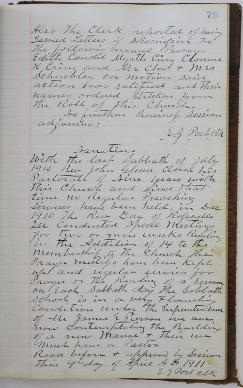 Sessional Records of the 1st Presbyterian Church of Trenton Delaware County Ohio 1873-1937 (p. 83)