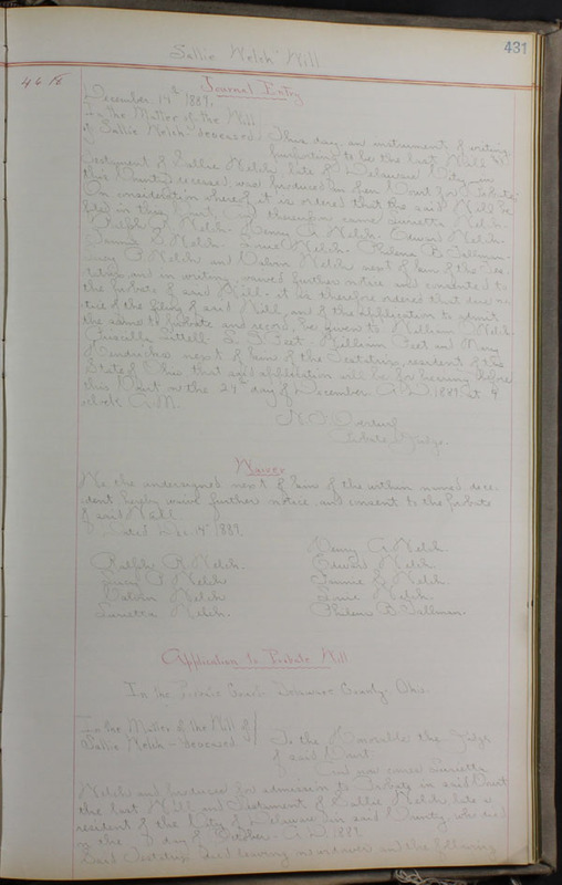 Delaware County Ohio Will Records Vol. 8 1887-1890 (p. 497)