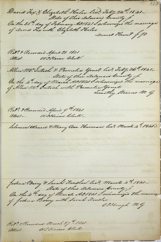 Marriage Records Vol.1 1835-1845 (p. 271)