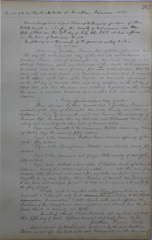 Delaware County Ohio Will Records Vol. 4 1859-1869 (p. 419)