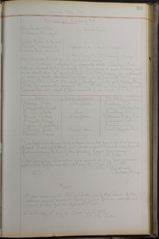 Delaware County Ohio Will Records Vol. 8 1887-1890 (p. 397)