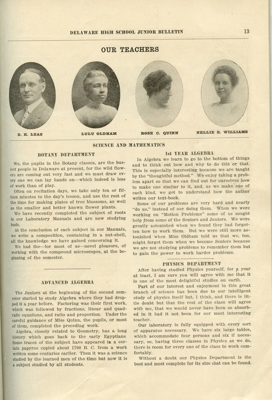 Delaware High School Bulletin 1915 (p. 15)