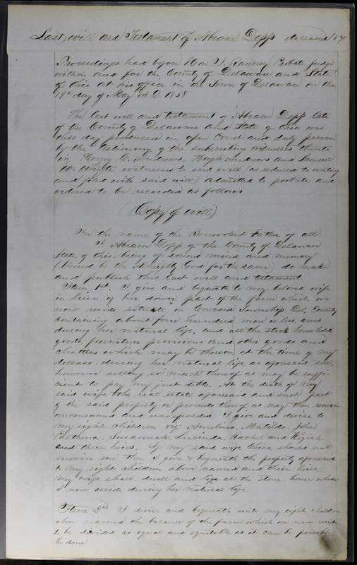 Delaware County Ohio Will Records Vol. 3 1850-1859 (p. 438)